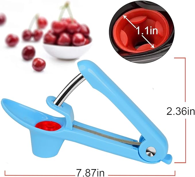 Cherry Pitter Tool,Cherry Pitter Cherry Stone Remover Tool for Making Cherry Jam Cherries Corer Pitter Tool,Cherry Pitter Olive Pitter with Space-Saving Lock Design,Cherry & Olive Pitter (Blue)