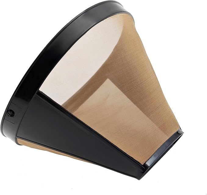 Gold Coffee Filter Reusable #4 Cone Coffee Filters Basket Replacement fits Cuisinart/Ninja Coffee Makers and Brewers (1)