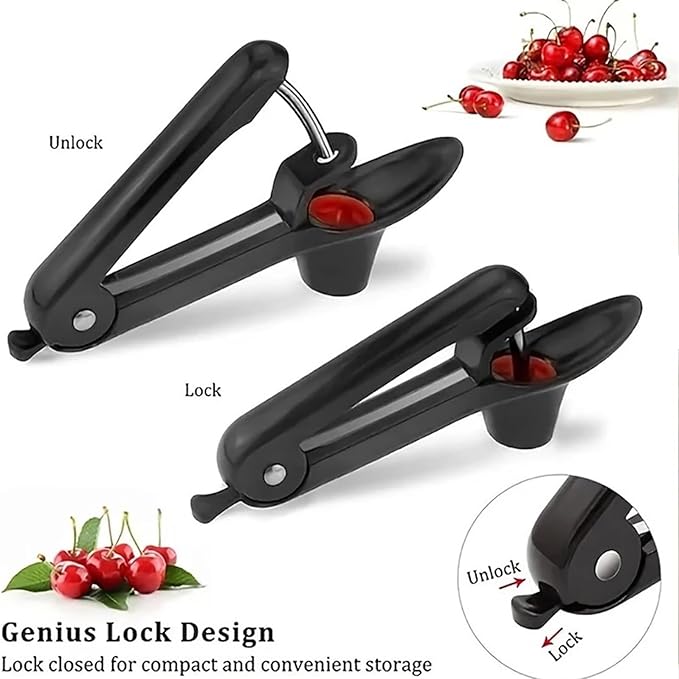 Cherry Pitter, Cherry Pit Remover Tool, Olives Pitter Cherry Seed Core Stoner Seed Tool with Lock Design, Durable Cherries Corer Fruit Pit Remover for Cherry Jam