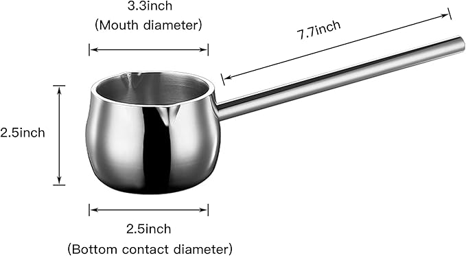 IMEEA Mini Butter Warmer Pot with Long Handle Induction Milk Warmer Pot Small Saucepan SUS304 Tri-Ply Stainless Steel (10oz/300ml)