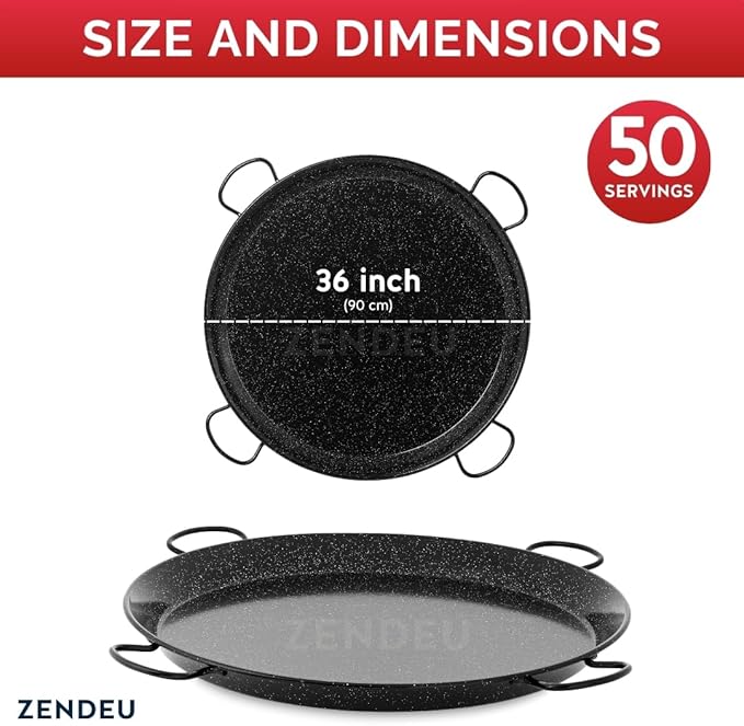 Enameled Paella Pan (Carbon Steel, 36 in - 90 cm (50 Servings))
