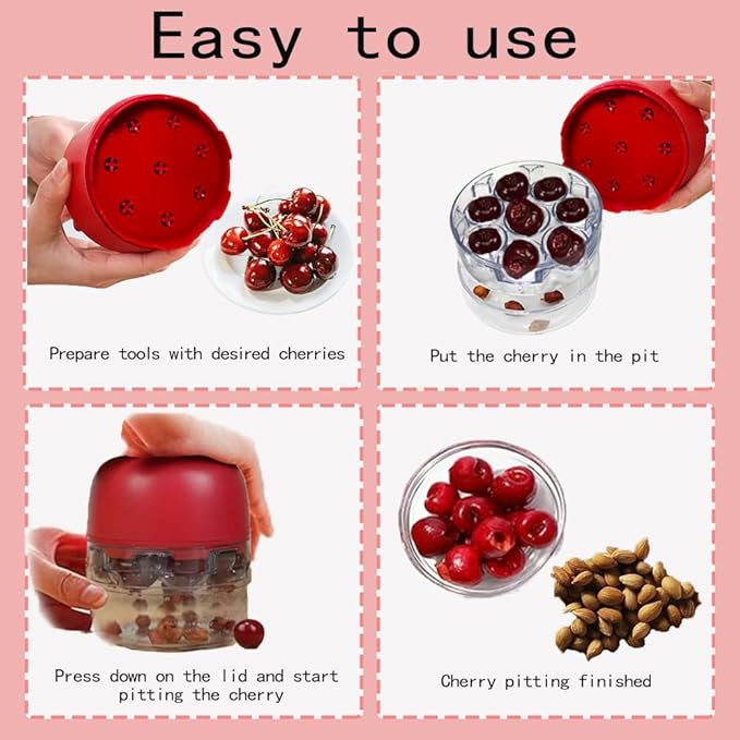 2025 Upgrade Cherry Pitter Tool,8 in 1 Cherry Seed Remover ,Quick Portable Push-Down Cherry Corer for Kitchen, Picnics