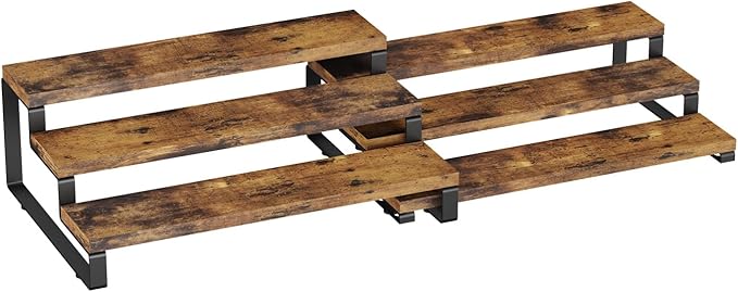 Spice Rack Organizer for Cabinet, 3 Tier Wooden Display Riser Stand, Rustic Cologne Stand for Men, Tiered Perfume Holder, Display Shelf for Candles (Set of 2)