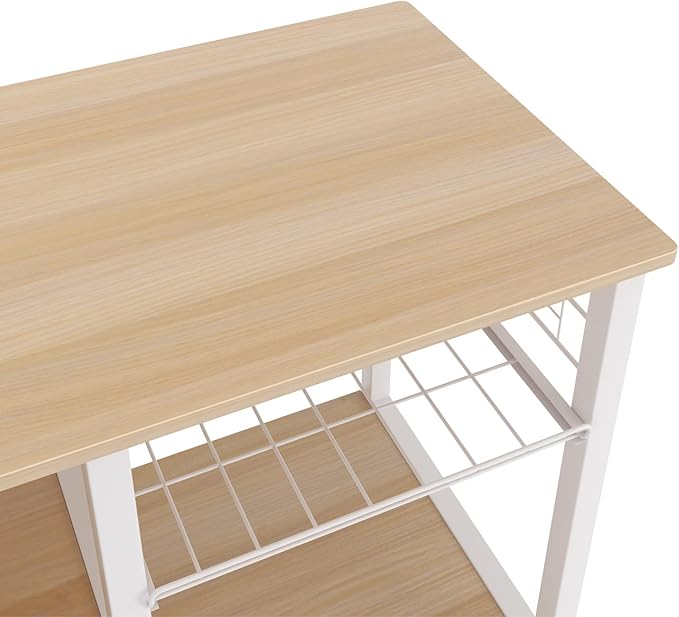 soges 3-Tier Kitchen Baker's Rack Utility Microwave Oven Stand Kitchen Island Cart Standing Multifunction Storage Shelf Kitchen Workstation, Maple