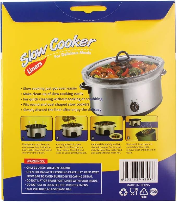 Slow Cooker Liners Kitchen Disposable Cooking Bags BPA Free for Oval or Round Pot, Large Size 13 x 21 Inch, Fits 3 to 8.5 Quarts - 4 Pack (40 Bags Total)