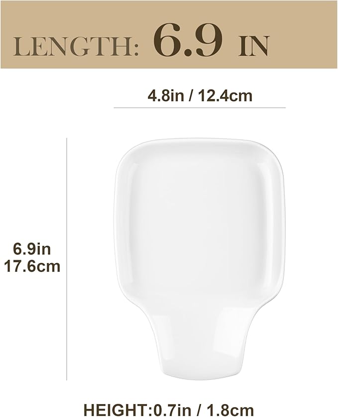 MALACASA Spoon Rest, Large Spoon Rests for Stove Top, Porcelain Spoon Holder for Kitchen Counter, Utensils Rests, Cooking Spoon Holders for Spatula Ladle Tongs, Ivory White, Series REGULAR