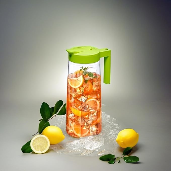 Amazing Abby - Slim - Tritan Pitcher (64 oz), Unbreakable Plastic Water Pitcher with Lid, BPA-Free, Heat-Resistant, Dishwasher-Safe, Great for Both Iced and Hot Drinks, Indoors and Outdoors, Green