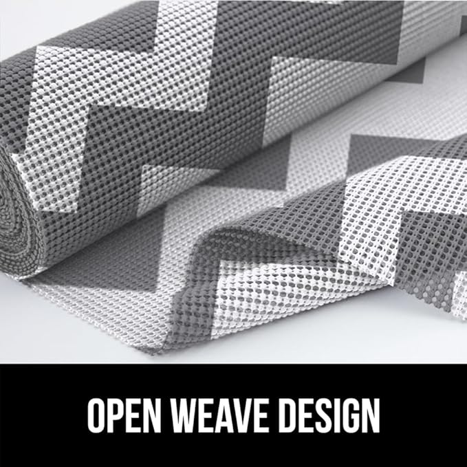 GORILLA GRIP powerGRIP Drawer Shelf and Cabinet Liner, Thick Strong Hold, Non-Adhesive Liners Protect Kitchen Cabinets and Cupboard, Bathroom Drawers, Easy Install, Breathable Mat, 17.5" x30', Brown