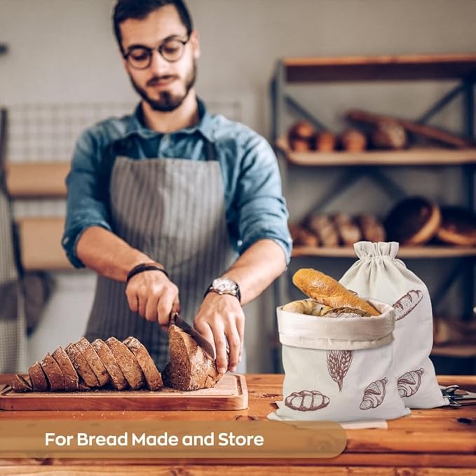 3 Packs Bread Bags for Sourdough, Reusable Bread Bags for Homemade Sourdough,TPU Lining with BPA-Free to Keep Fresh