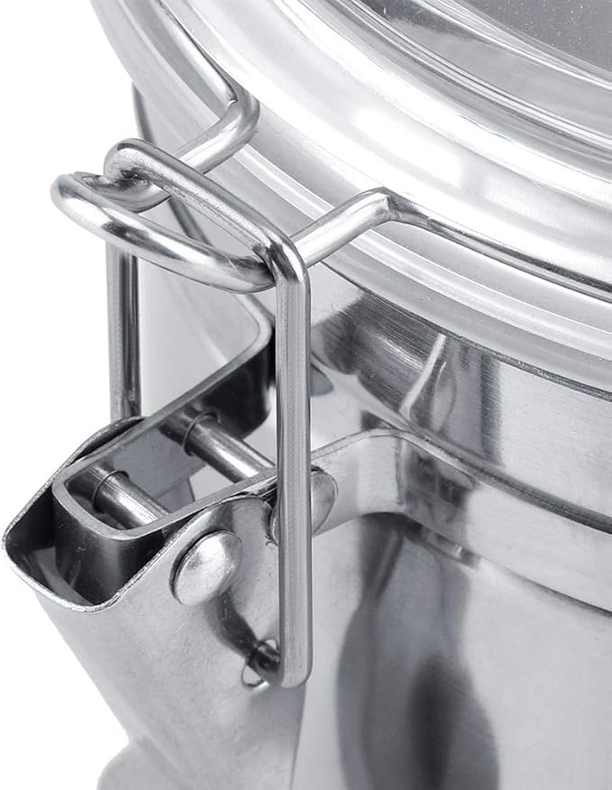 Steel Coffee Containers with Shelf, Coffee Bean Storage with Airtight Locking Clamp and Spoon, Large Capacity Food Storage Jar for Kitchen