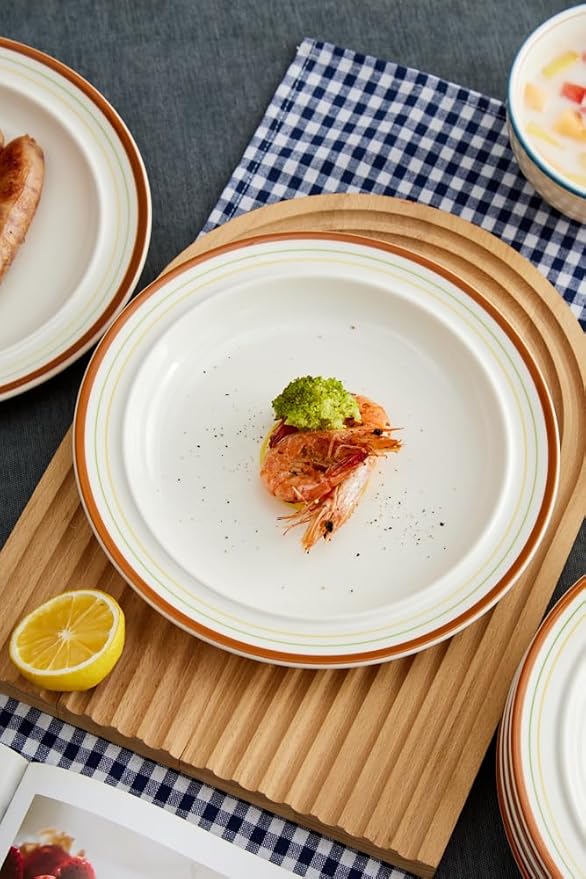 10.5-inch Porcelain Dinner Plate Set of 6 - Microwave, Oven and Dishwasher Safe, Scratch Resistant. (Multicolor)