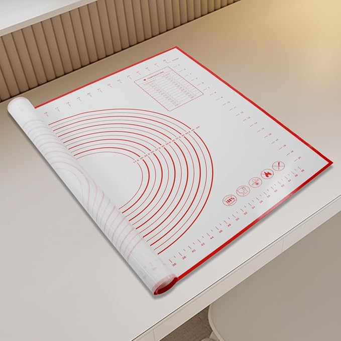 32x24" Extra Large Dough Mat Silicone Baking Mats for Rolling Pastry Kneading Sheet Sourdough Bread Baking Supplies Red
