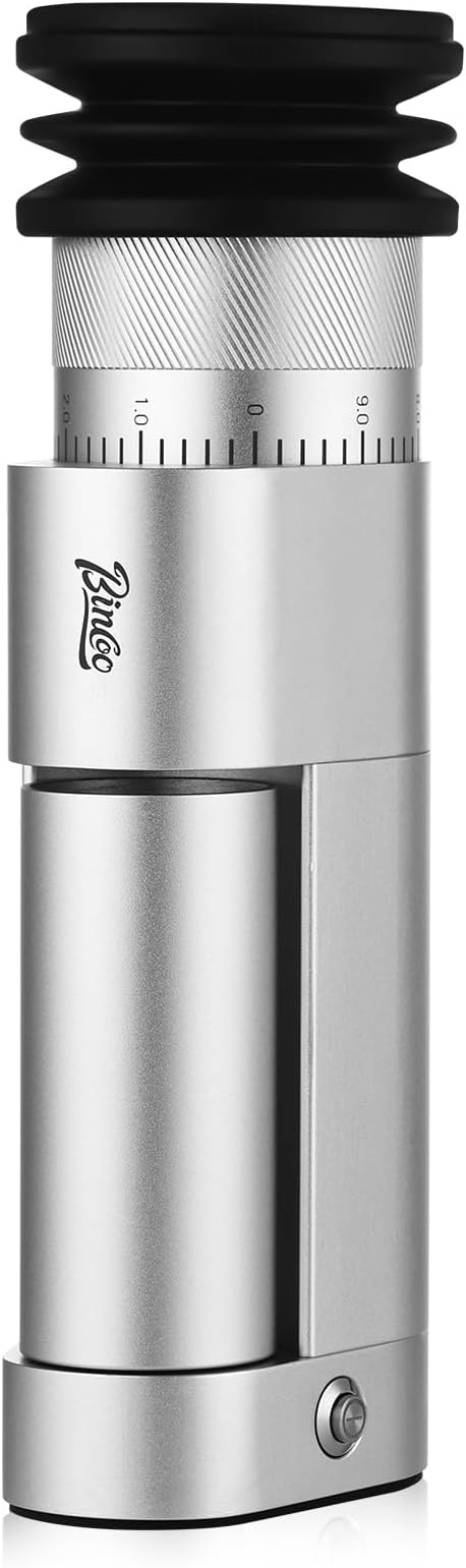 Electric Espresso Grinder - One-Touch Coffee Bean Grinder with Magnetic Dosing Cup and Air-Blowing, Stepless Adjustment Burr Coffee Grinder, Compact & Quiet for Home Office Use