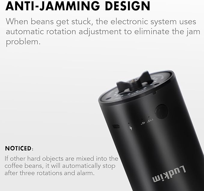 Electric Burr Coffee Grinder, 80 Precise Settings Rechargeable Cordless - Conical Stainless Steel Grinder for Espresso, Drip, French Press, Portable for Travel & Home Use