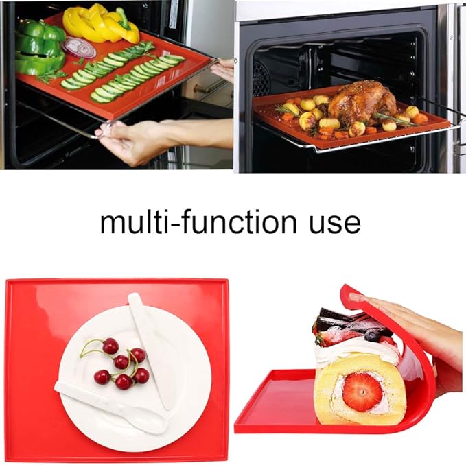 Swiss Roll Cake Mat - Flexible Multipurpose Silicone sheet Nonstick jelly roll pan Baking Tray Pastry Mat Pizza Cookies Mold(set of 2)