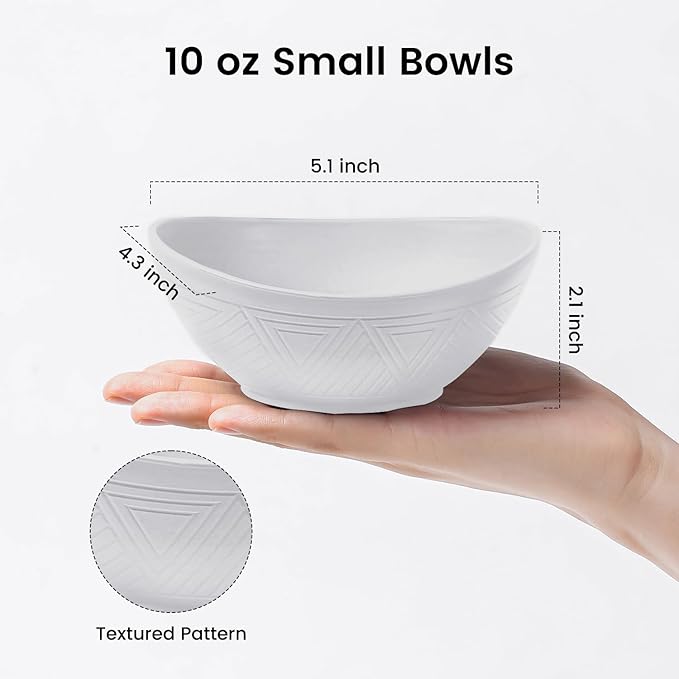 Wheat Straw Bowls Dessert Bowl 10 OZ - 5 Inch | Unbreakable Small Bowl Set, Microwave and Dishwasher Safe Mini Bowls for Appetizer, Dessert 4 PCS (White)