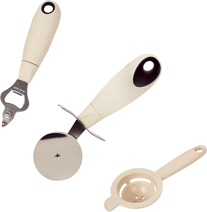 Wheat Straw Kitchen Utensils, Set of 3 (Pizza Cutter, Can and Bottle Opener, Egg Separator)