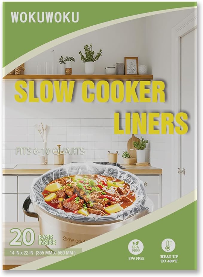 Slow Cooker Liners, 20 Cooking Bags Extra Large Disposable Pot Liner Plastic Bags for 6QT to 10QT Slow Cooker Cooking Pans, 14“ x 22”, 20 Liners (20)