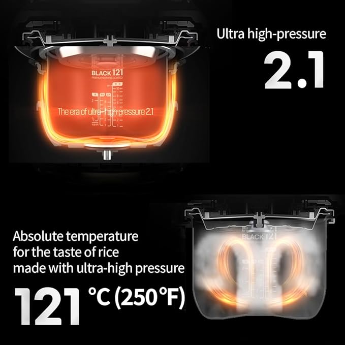 CRT-RPK0641MUS | 2.1 Ultra High-Pressure Induction Heating Rice Cooker 6 Cup (Uncooked) (1.14 quarts): 6 person serving / per use| Full Stainless Power Lock System | Auto Steam Clean | Voice Guide | Made in Korea | Dark Silver