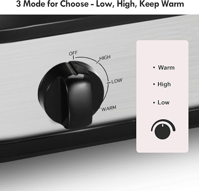 Double Slow Cooker, Buffet Servers and Warmers, Dual 2 Pot Slow Cooker Food Warmer, Adjustable Temp Dishwasher Safe Removable Ceramic Pot Glass Lid, 2 x 1.25 QT Portable Small Crock Cooker