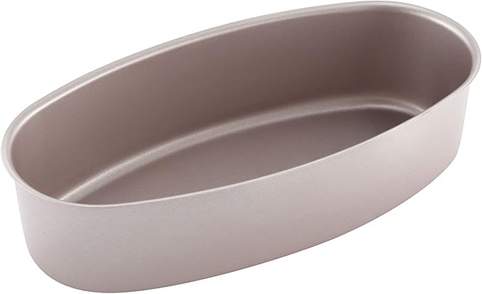 CHEFMADE Ellipse Cheese Cake Pan, 8-Inch Non-Stick Oval Cake Bread and Meat Bakeware for Oven and Instant Pot Baking (Champagne Gold)