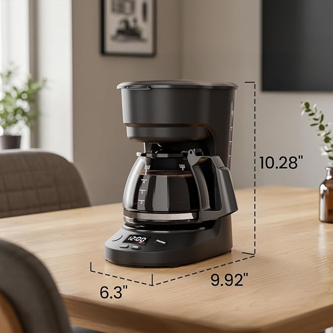 Kismile Compact Drip Coffee Maker, Anti-Drip System, Timer, Removable Funnel & Auto Shut-Off, Anti-Dry Protection, Perfect Small Coffee Machine for Home & Office (Black)