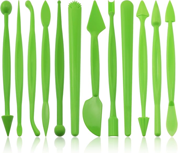 12PCS Sculpting Pen Tool Set Flip Cake Decorating Hand Clay Pottery Craft Casting For Pastry Molding Chocolate Sculpting Dessert Cake Flower Modeling Tools