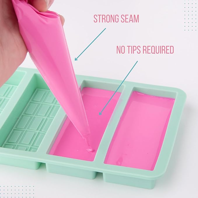 Cookie Cutter Kingdom Disposable Piping Bags – 100 Count, 12 Inch Tipless Pastry Bags | Large Frosting & Decorating Bags for Cookies, Cupcakes, Cakes & Royal Icing