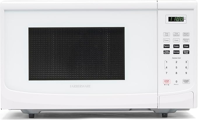 Farberware FM09WHA Microwave Oven, 0.9 Cu. Ft, White