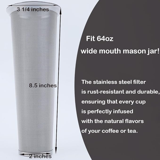2 Set 64 oz (2 Quart), Black Cold Brew Coffee Maker, Iced Tea Machines, Thick Glass with Pour Spout Handle Lid, Stainless Steel Filter for Iced Coffee, Fruit Drinks or Sun Tea (2)