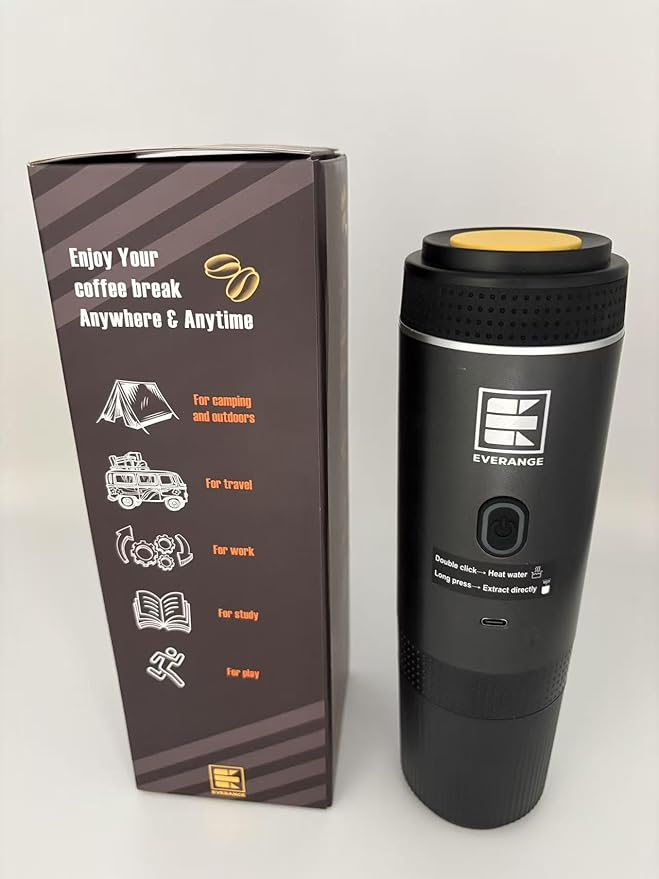 Portable Electric Espresso Machine, Travel Coffee Maker Brewer Compatible with Ground Coffee & NS Capsules (Black with LCD Screen)