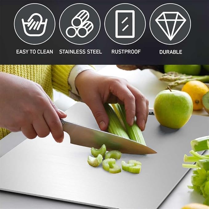 Titanium Cutting Board,100% Pure Titanium Cutting Boards for Kitchen, 2025 New Double Sided Food-Grade Chopping Board for Cutting Meat Vegetable Fruit (18"L x 12"W)