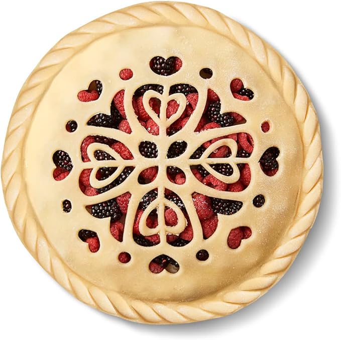 Talisman Designs Pie Top Cutter | Pie Crust Cutter | Pie Decorating Tools | Pie Pastry Baking Accessories | Stencil Crust Cutout | 10-Inch | Hearts Design | Red