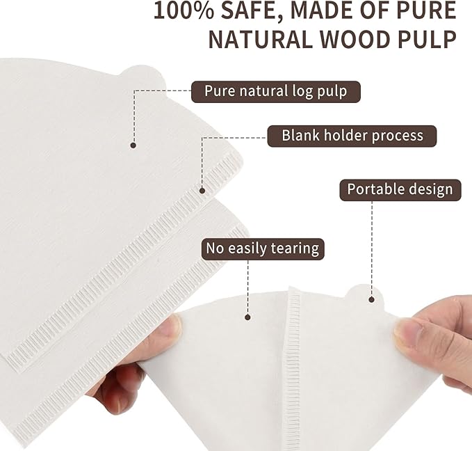 V60 Coffee Filters, 300 Count Size 02 Pour Over Coffee Filter, 1-4 Cups Disposable Cone Paper Coffee Filters 2, Compatible with Conical Shaped Dripper and Drip Coffee Maker (White)