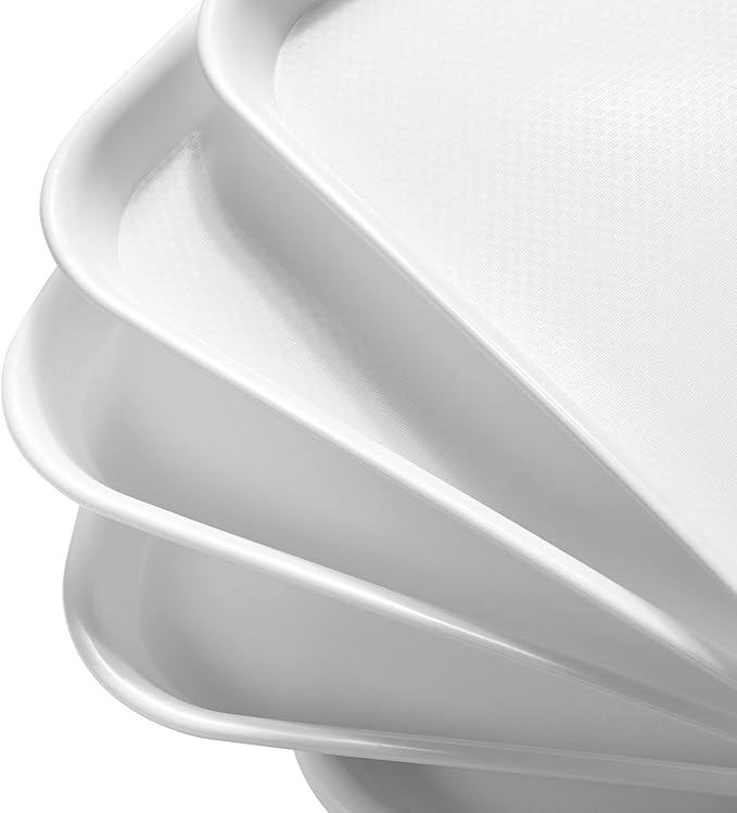 Plastic Cafeteria Trays,Fast Food Serving Trays,13"X17",Set of 6(White)