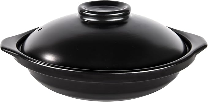 Ceramic Cooking Pot Clay Pot with Lid Heat-resistant Shallow Casserole, Paella Pan for Kitchen - 20 oz, Dishwasher Safe