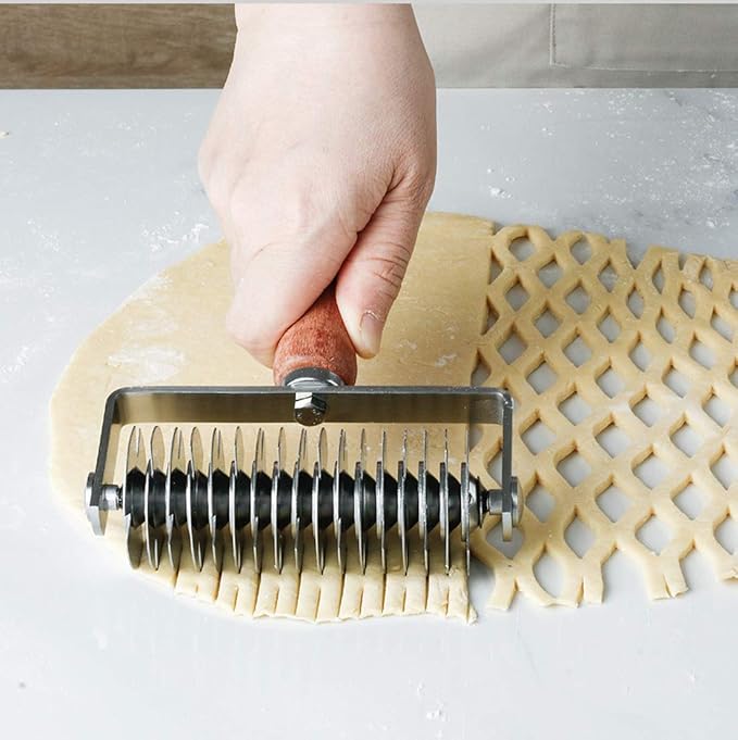 Pastry Lattice Roller Cutter - Stainless Steel Dough Lattice for Pie Pizza Bread beef wellington Pastry Crust Roller Cutter