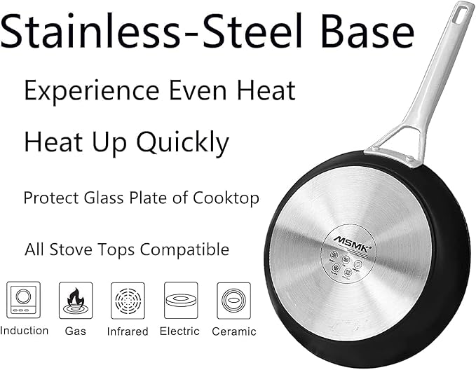 MsMk Small Egg Pan,8 1/2 inch Titanium and Ceramic Nonstick Omelette Pan,Small Frying Pan Safe for Induction,Scratch-resistant,Oven Safe to 700°F Pan for Cooking, Dishwasher Safe