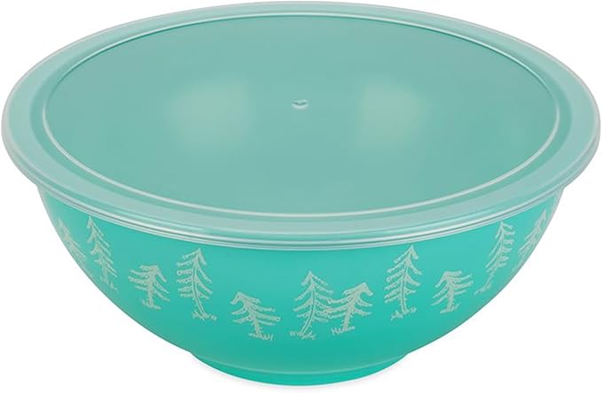 Camco Nesting Bowl Set with Lids - Features Life is Better at The Campsite Design - Camping Dishware Set Includes 4 Durable Melamine Bowls with 4 Plastic Lids - Camping Kitchen Essentials(53451)