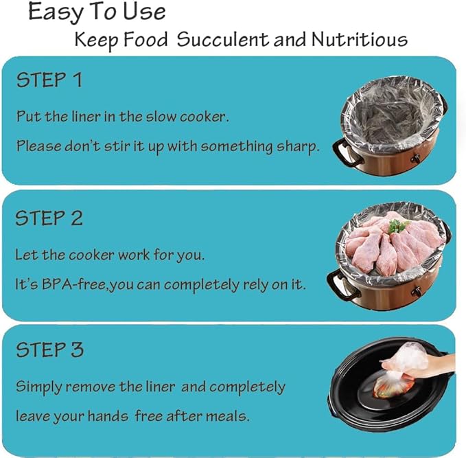 Slow Cooker Liners 40 Count Cooking Bags Extra Large Size Disposable Pot Liners, Fit 6QT to 10QT for Slow Cooker Cooking Trays Suitable for Oval & Round Pots 14"x 22", 40 Liners