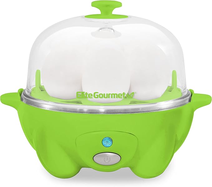 Elite Gourmet Easy Electric 7 Egg Capacity Soft, Medium, Hard-Boiled Cooker Poacher, Scrambled, Omelet Maker with Auto Shut-Off and Buzzer, BPA Free