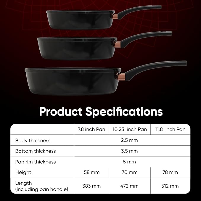 Sunhouse Ultra Titanium Nonstick Coating Aluminum Pan with 4-Layer Non-stick Coating, Non-Toxic, PTFE PFOA & PFAS Free, Stay-Cool Handle, Compatible with All Stovetops (10 inch)