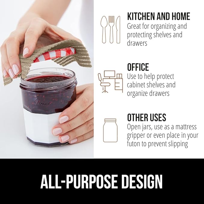 GORILLA GRIP powerGRIP Drawer Shelf and Cabinet Liner, Thick Strong Hold, Non-Adhesive Liners Protect Kitchen Cabinets and Cupboard, Bathroom Drawers, Easy Install, Breathable Mat, 24" x20', Beige