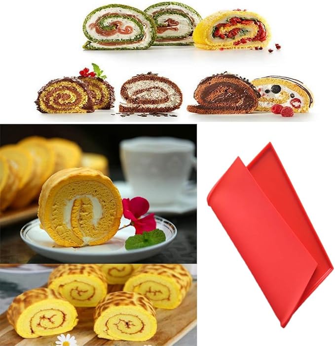 Swiss Roll Cake Mat - Flexible Multipurpose Silicone sheet Nonstick jelly roll pan Baking Tray Pastry Mat Pizza Cookies Mold(set of 2)