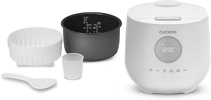 CUCKOO CR-0661F 6-Cup (Uncooked) / 12-Cup (Cooked) Micom Rice Cooker & Warmer with Nonstick Inner Pot, 7 Menu Options, Fuzzy Logic Tech, Auto Clean (White)