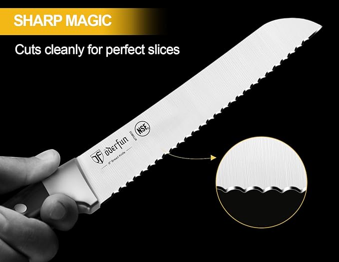 Bread Knife:8 Inch Ultra Sharp Bread Serrated Knife, High Carbon Stainless Steel Bread Knife for Homemade Bread, Full Tang Cuts Cleanly for Efficient Slicing Sourdough Bread, Bagels, Cake