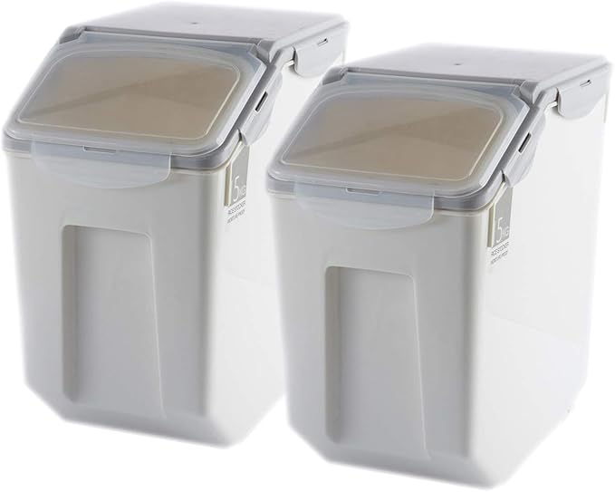 2-Pack 15L/4 Gallon Airtight Food Storage Containers with Locking Lids – Leakproof Dry Dog Food Rice Grain Bin for Kitchen Pantry Organization (507oz)