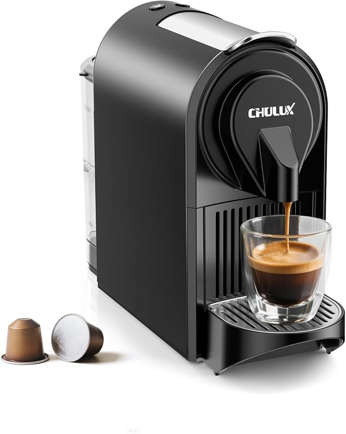CHULUX Mini Espresso Machine, 20 Bar Single Cup Coffee Maker, Dual Brew Modes for Espresso and Lungo, 1400W Fast Brewing, Mystic Black (Upgrade Model)