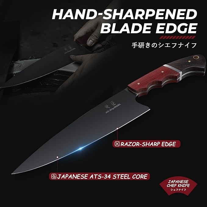 Kitchen Knife Set with Bag - 6 PCS Chef Knife Set - Cleaver, Boning, Fillet, Santoku, Kitchent Utility Knife, Chef Knife with Full Tang Wooden Handle, Butcher Knife Set for Men, Ideal Gift