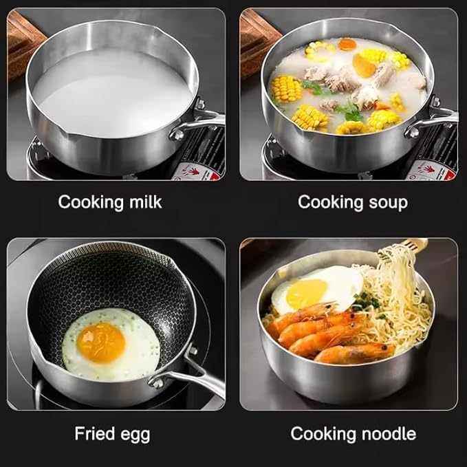 Nonstick 1.9 Quart Stainless Steel Saucepan with Lid,Non-stick Sauce Pot Compatible with All Cooktops,Multipurpose Sauce Pan Perfect For Boiling Gravies,Pasta, Noodles (1.9Qt)